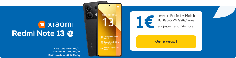 Offrez vous le Xiaomi Redmi Note 13 5G à 1? avec les forfaits avec mobile La Poste Mobile